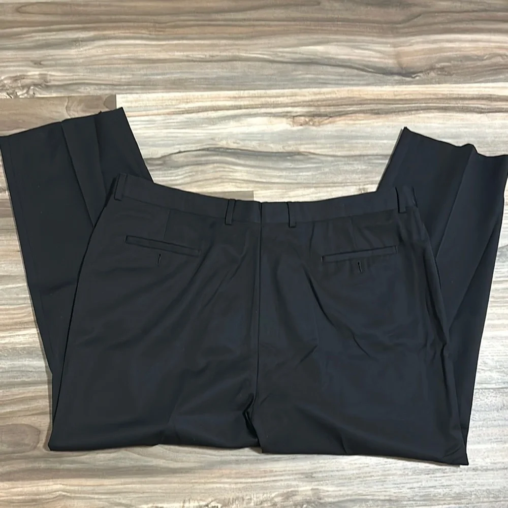 Pronto Uomo Platinum Men’s 44x30 Black Flat Front Wool Suit Trousers Dress Pants